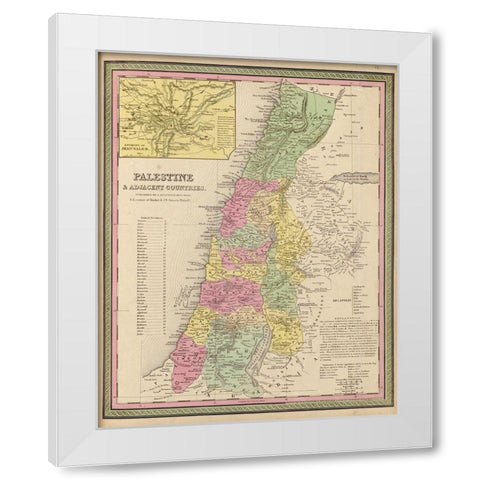 Palestine and Adjacent Countries 1849 White Modern Wood Framed Art Print by Vintage Maps