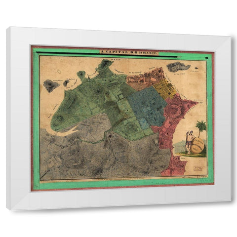 Rio De Janiero Capital do Brazil 1831 White Modern Wood Framed Art Print by Vintage Maps