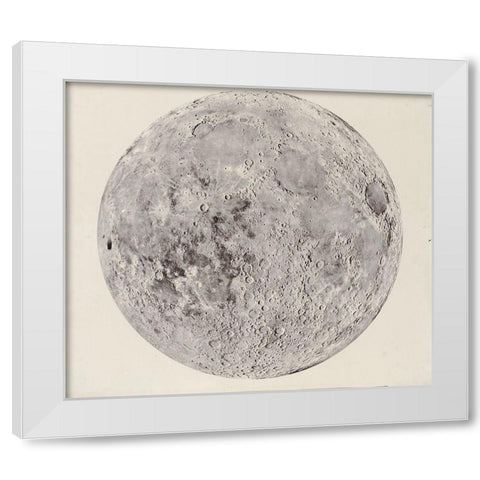 Moon surface with Craters White Modern Wood Framed Art Print by Vintage Maps