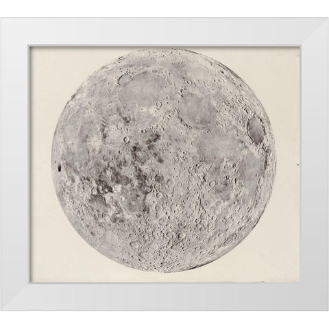 Moon surface with Craters White Modern Wood Framed Art Print by Vintage Maps