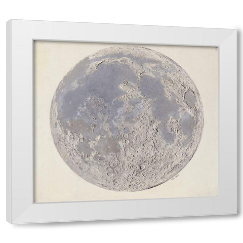 Moon surface with Craters White Modern Wood Framed Art Print by Vintage Maps