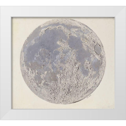 Moon surface with Craters White Modern Wood Framed Art Print by Vintage Maps