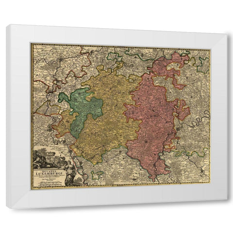 Duchy of Luxemburg 1700 White Modern Wood Framed Art Print by Vintage Maps