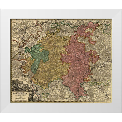 Duchy of Luxemburg 1700 White Modern Wood Framed Art Print by Vintage Maps