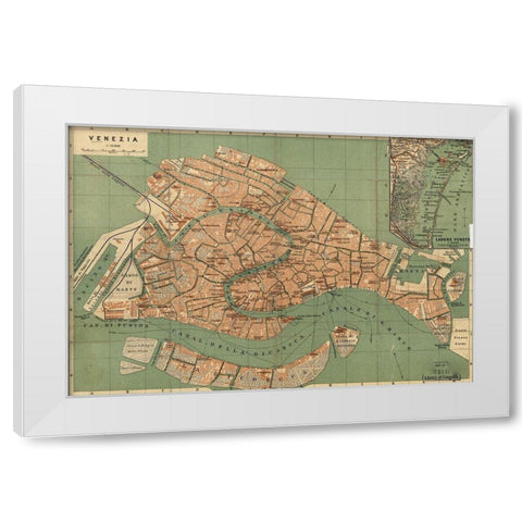 Venice Venezia 1886 White Modern Wood Framed Art Print by Vintage Maps