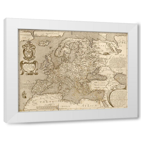 Europe White Modern Wood Framed Art Print by Vintage Maps