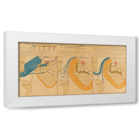 Trade in Raw Cotton from Europe to the USA White Modern Wood Framed Art Print by Vintage Maps
