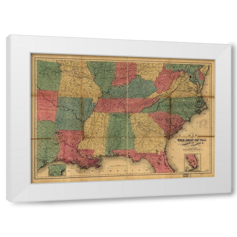 Seat of War 1865 White Modern Wood Framed Art Print by Vintage Maps