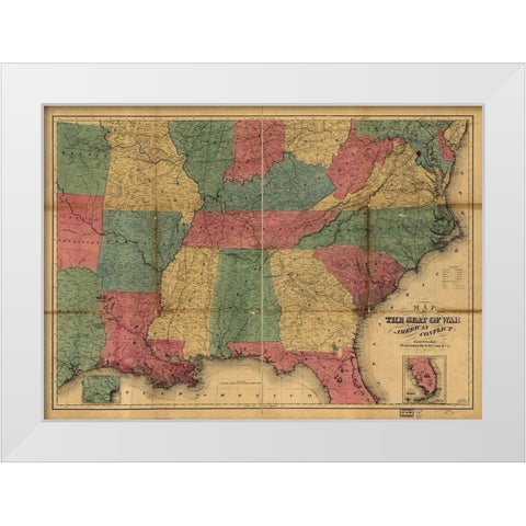 Seat of War 1865 White Modern Wood Framed Art Print by Vintage Maps