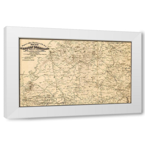 Western Tennessee and Part of Kentucky 1865 White Modern Wood Framed Art Print by Vintage Maps