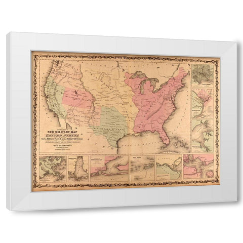 Military Map of the United States 1862 White Modern Wood Framed Art Print by Vintage Maps