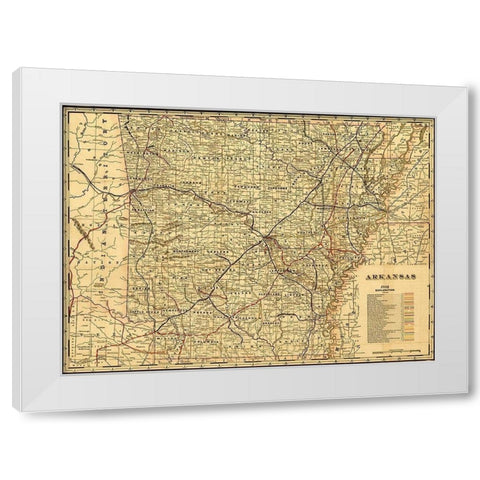 Arkansas 1895 White Modern Wood Framed Art Print by Vintage Maps