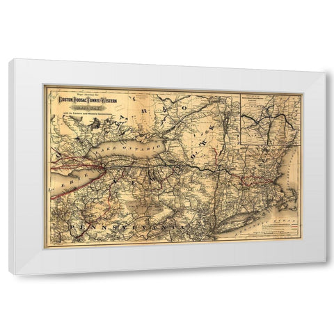 Boston Hoosac Tunnel and Western Railway 1881 White Modern Wood Framed Art Print by Vintage Maps
