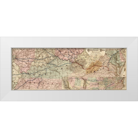 Chesapeake and Ohio Railroad 1873 White Modern Wood Framed Art Print by Vintage Maps