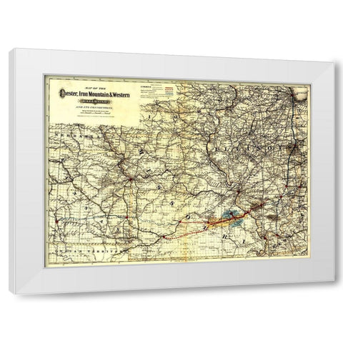 Chester Iron Mountain and Western Railroad 1881 White Modern Wood Framed Art Print by Vintage Maps