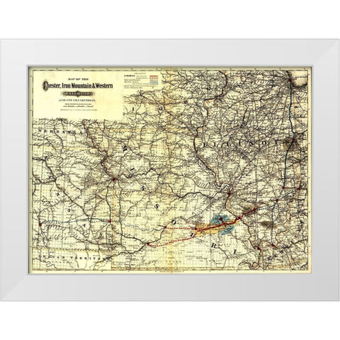 Chester Iron Mountain and Western Railroad 1881 White Modern Wood Framed Art Print by Vintage Maps