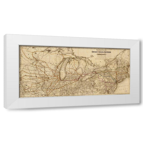 Chicago and Canada Southern Railway 1872 White Modern Wood Framed Art Print by Vintage Maps