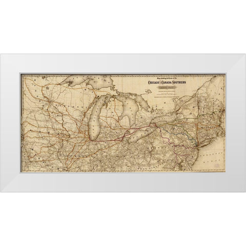Chicago and Canada Southern Railway 1872 White Modern Wood Framed Art Print by Vintage Maps