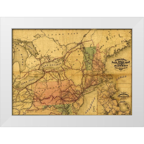Eastern Railroad 1859 White Modern Wood Framed Art Print by Vintage Maps