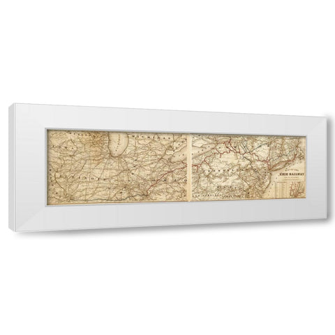 Erie Railway 1869 White Modern Wood Framed Art Print by Vintage Maps