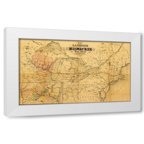 La Crosse and Milwaukee Rail Road 1855 White Modern Wood Framed Art Print by Vintage Maps