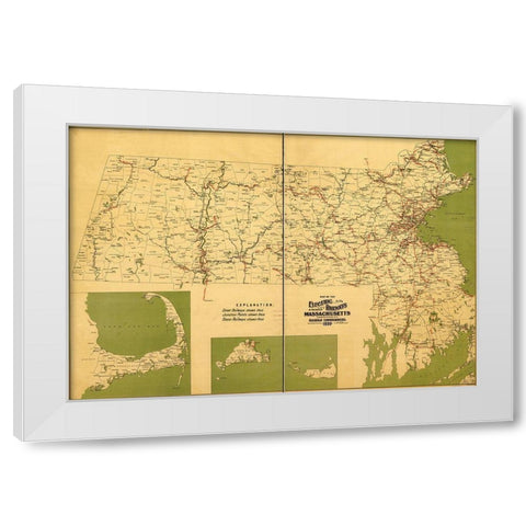 Massachusetts Electric Railways 1899 White Modern Wood Framed Art Print by Vintage Maps