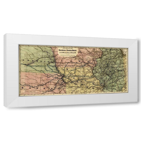 Missouri River at St Joseph 1872 White Modern Wood Framed Art Print by Vintage Maps
