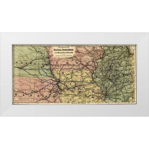 Missouri River at St Joseph 1872 White Modern Wood Framed Art Print by Vintage Maps