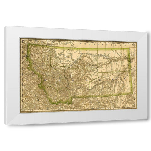 Montana 1881 White Modern Wood Framed Art Print by Vintage Maps
