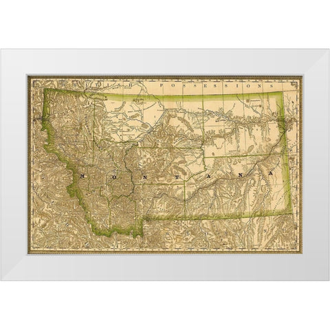 Montana 1881 White Modern Wood Framed Art Print by Vintage Maps