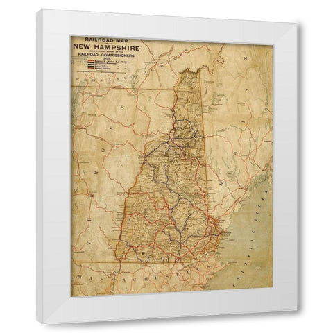 New Hampshire 1894 White Modern Wood Framed Art Print by Vintage Maps