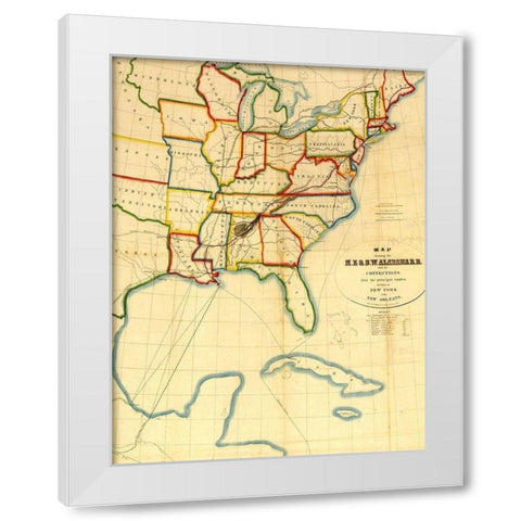 NE and SW Alabama Railroad 1850 White Modern Wood Framed Art Print by Vintage Maps