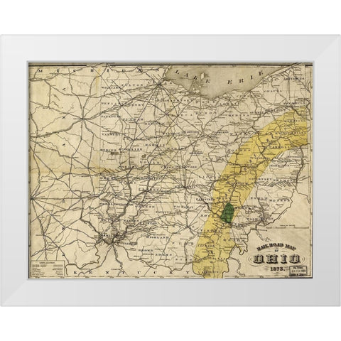 Ohio 1873 White Modern Wood Framed Art Print by Vintage Maps