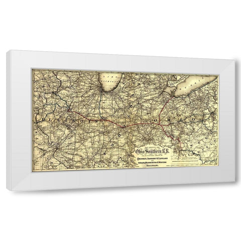 Ohio Southern 1881 White Modern Wood Framed Art Print by Vintage Maps