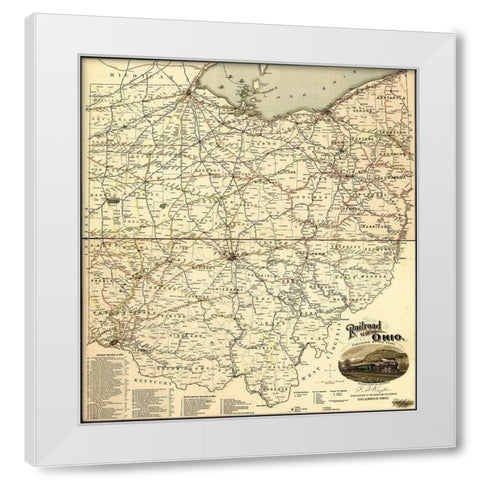 Ohio 1898 White Modern Wood Framed Art Print by Vintage Maps
