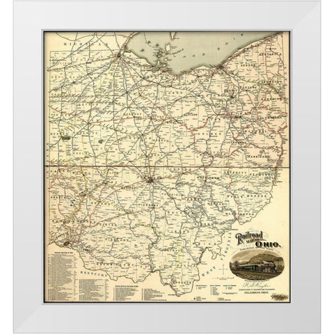 Ohio 1898 White Modern Wood Framed Art Print by Vintage Maps
