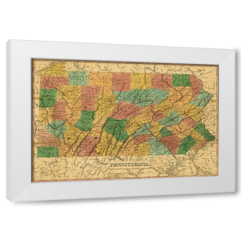Pennsylvania 1829 White Modern Wood Framed Art Print by Vintage Maps