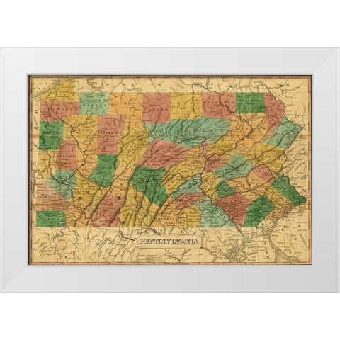 Pennsylvania 1829 White Modern Wood Framed Art Print by Vintage Maps