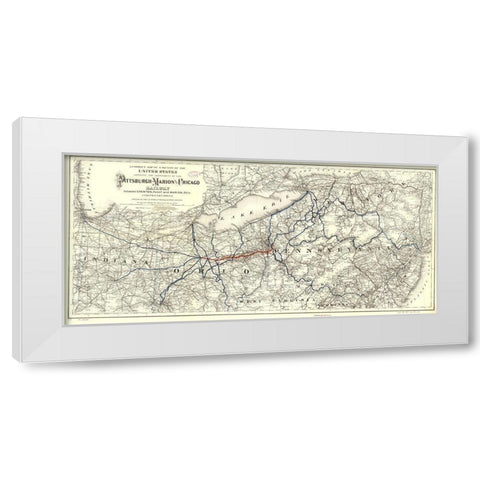 Pittsburgh Marion and Chicago 1887 White Modern Wood Framed Art Print by Vintage Maps