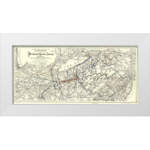 Pittsburgh Marion and Chicago 1887 White Modern Wood Framed Art Print by Vintage Maps