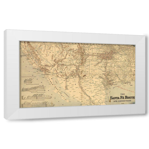 Atchison Topeka and Santa FÃ© Railroad  White Modern Wood Framed Art Print by Vintage Maps