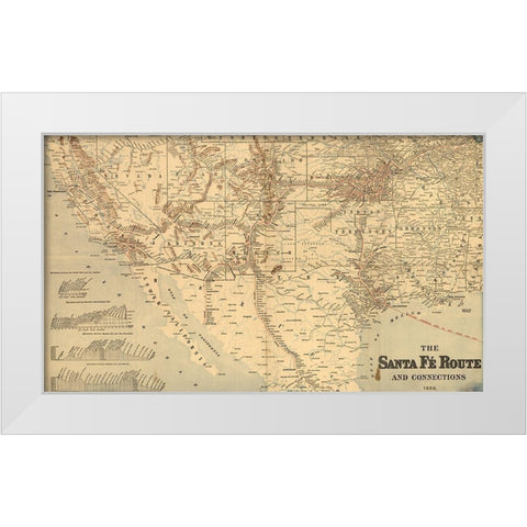 Atchison Topeka and Santa FÃ© Railroad  White Modern Wood Framed Art Print by Vintage Maps