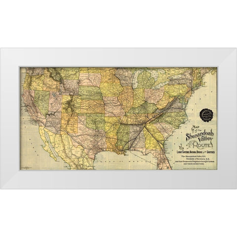 Shenandoah Valley 1890 White Modern Wood Framed Art Print by Vintage Maps