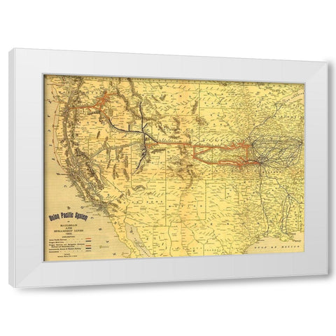 Union Pacific system of railroad and steamship lines 1900 White Modern Wood Framed Art Print by Vintage Maps