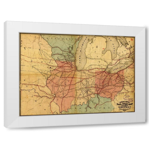 Travelers Edition Road Map 1859 White Modern Wood Framed Art Print by Vintage Maps