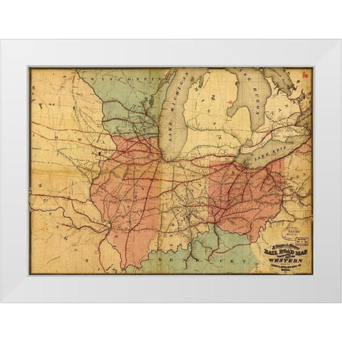 Travelers Edition Road Map 1859 White Modern Wood Framed Art Print by Vintage Maps