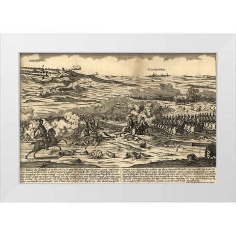 Battle of Germantown near Philadelphia 1777 White Modern Wood Framed Art Print by Vintage Maps