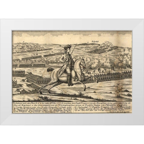 English General Howes Troops with German General Knypehausen 1777 White Modern Wood Framed Art Print by Vintage Maps