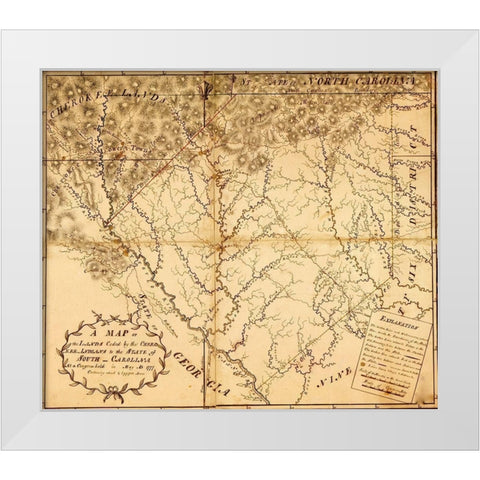 Carolina provide Indian Lands 1777 White Modern Wood Framed Art Print by Vintage Maps