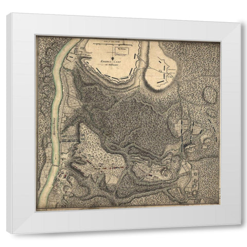 Bemus Heights Near Hudson River 1777 White Modern Wood Framed Art Print by Vintage Maps